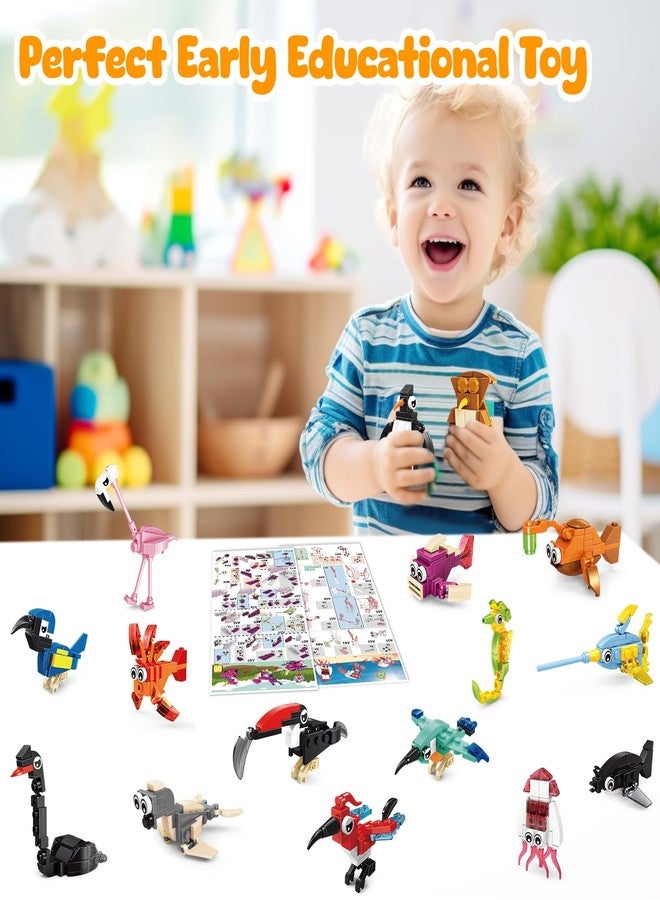 MOONTOY 24 Pack Valentines Party Favors for Kids, 3-in-1 Mini Animal Building Blocks Sets, Advent Calendar Toys, Easter Basket Stuffers, Birthday, Classroom Prizes for Boys & Girls Ages 3-12 - Image 2